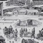 planche ancienne ambulances, illustration médicale militaire