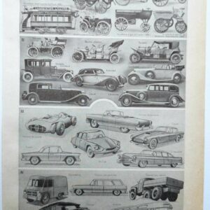 planche ancienne automobiles, illustration technique, original 1950