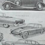planche ancienne automobiles, illustration technique, original 1950