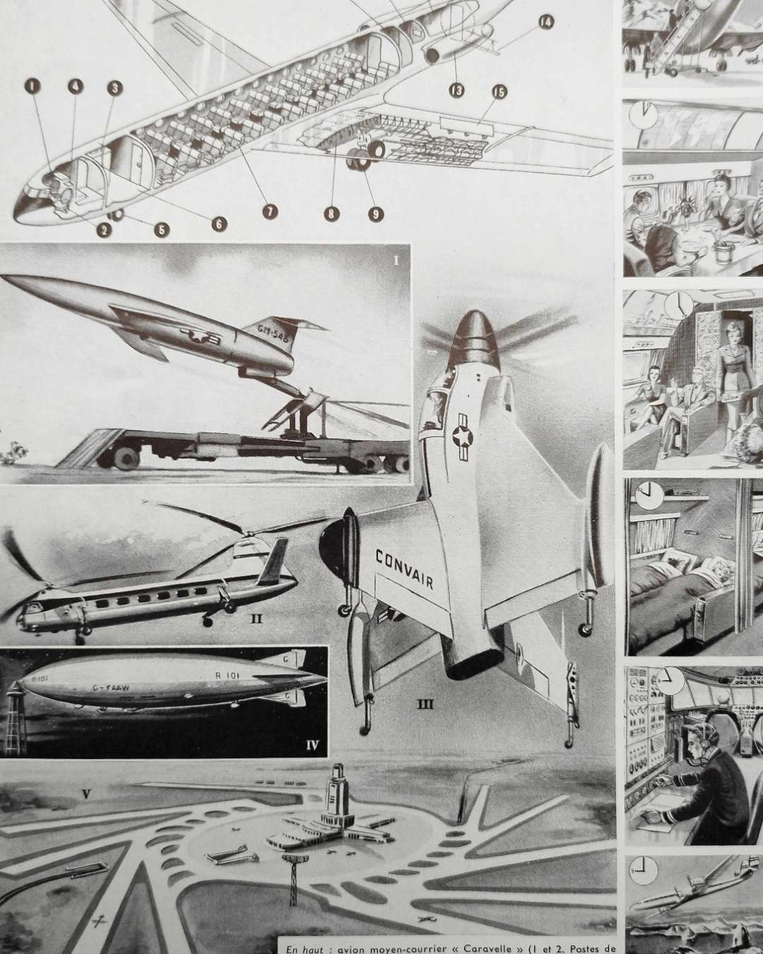 planche ancienne aviation, original 1950
