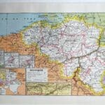 planche ancienne belgique, carte couleur et verso photo, original vers 1950