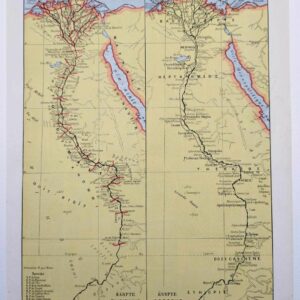 carte ancienne Égypte, planche originale années 1930