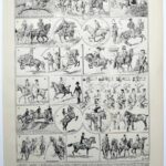 planche ancienne équitation, illustration sportive années 1930