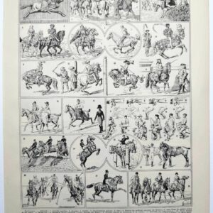 planche ancienne équitation, illustration sportive années 1930