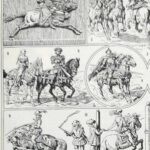 planche ancienne équitation, illustration sportive années 1930