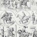planche ancienne équitation, illustration sportive années 1930