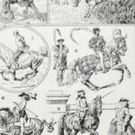 planche ancienne équitation, illustration sportive années 1930