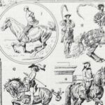 planche ancienne équitation, illustration sportive années 1930