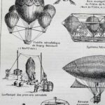 aérostation, ballons et dirigeables anciens, planche originale 1897
