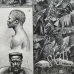 carte vintage de l’afrique et faune, flore et peuples (1897)