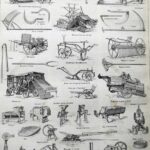 2 planches agriculture, machines et outils traditionnels (1897)