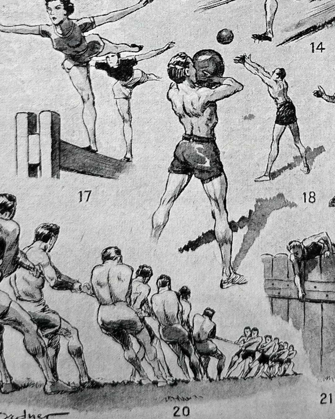 les pratiques sportives illustrées en 1948, 6 planches originales