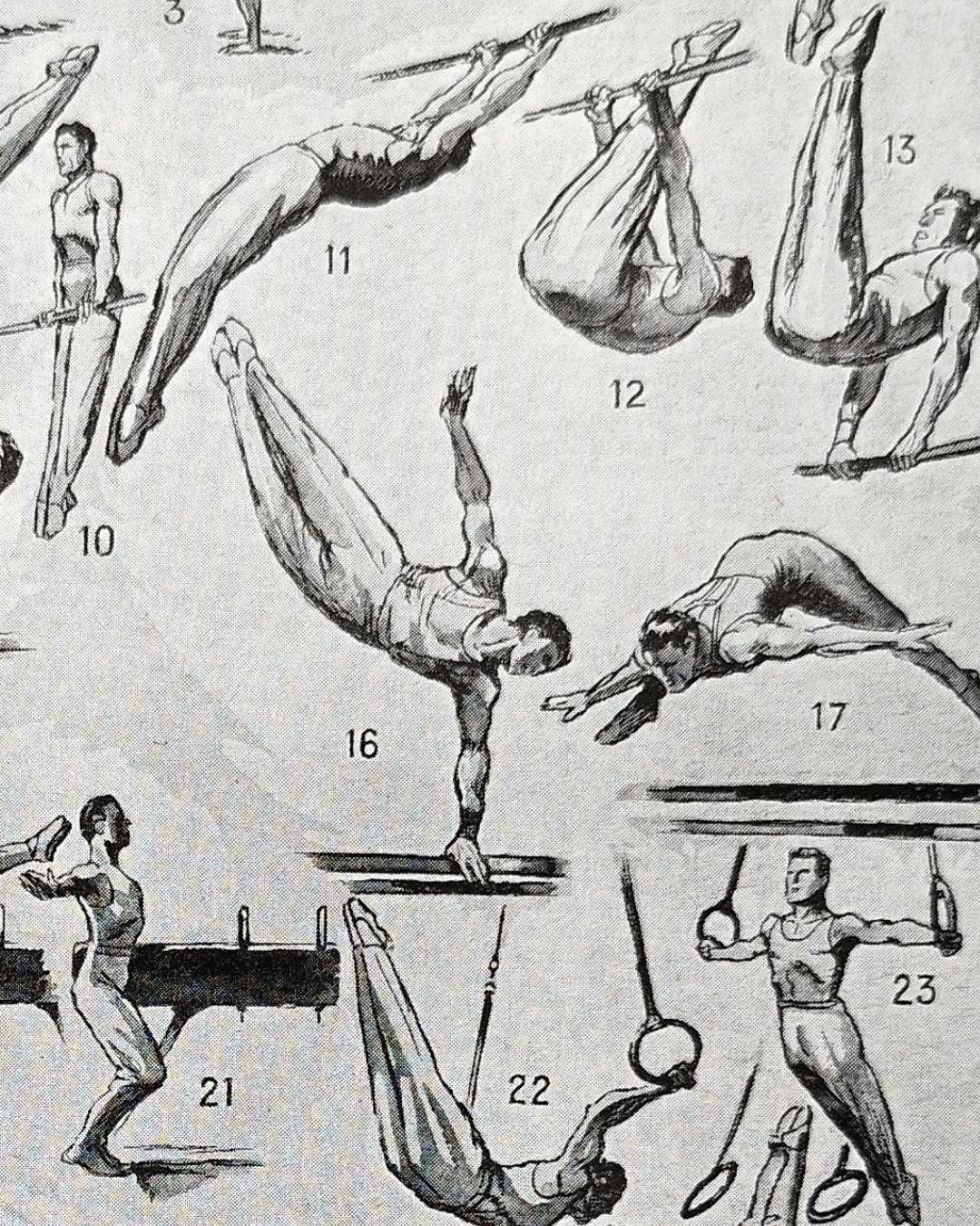 les pratiques sportives illustrées en 1948, 6 planches originales