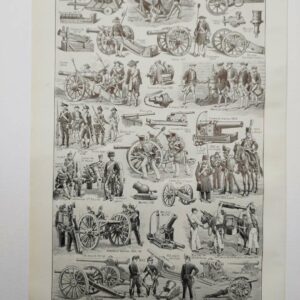planche historique d’artillerie, illustrations noir et blanc vers 1948