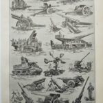 planche historique d’artillerie, illustrations noir et blanc vers 1948