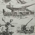planche historique d’artillerie, illustrations noir et blanc vers 1948