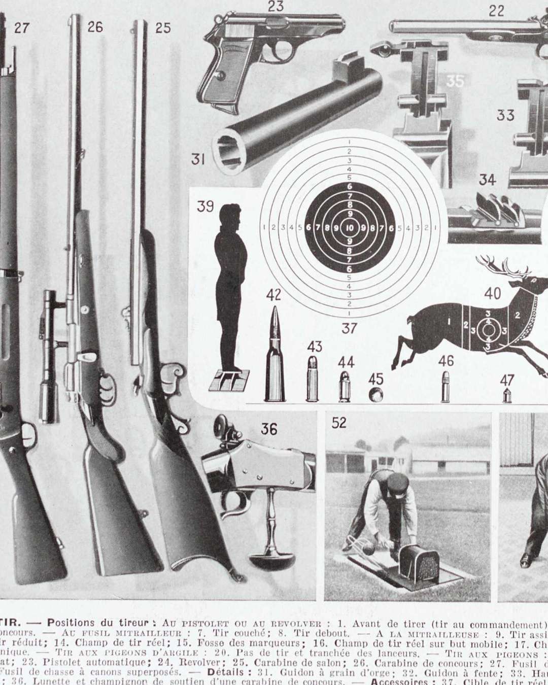 tir positions fusils 1930, stand de tir, carabines, pistolets