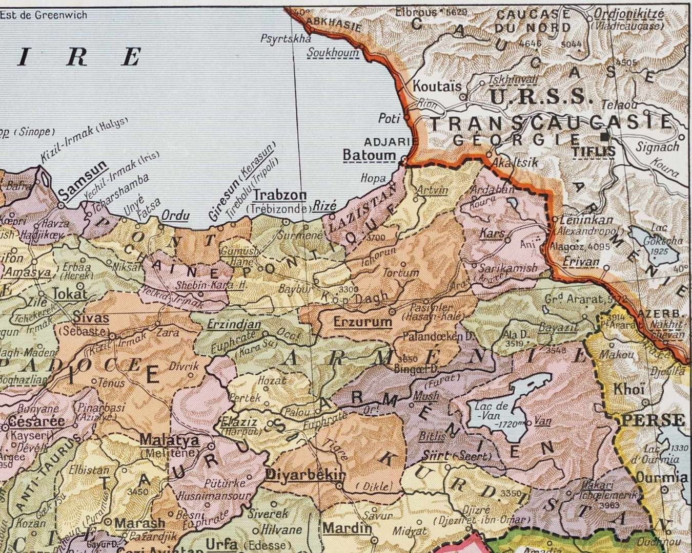 turquie carte économique 1939, anatolie cappadoce, détroits bosphore