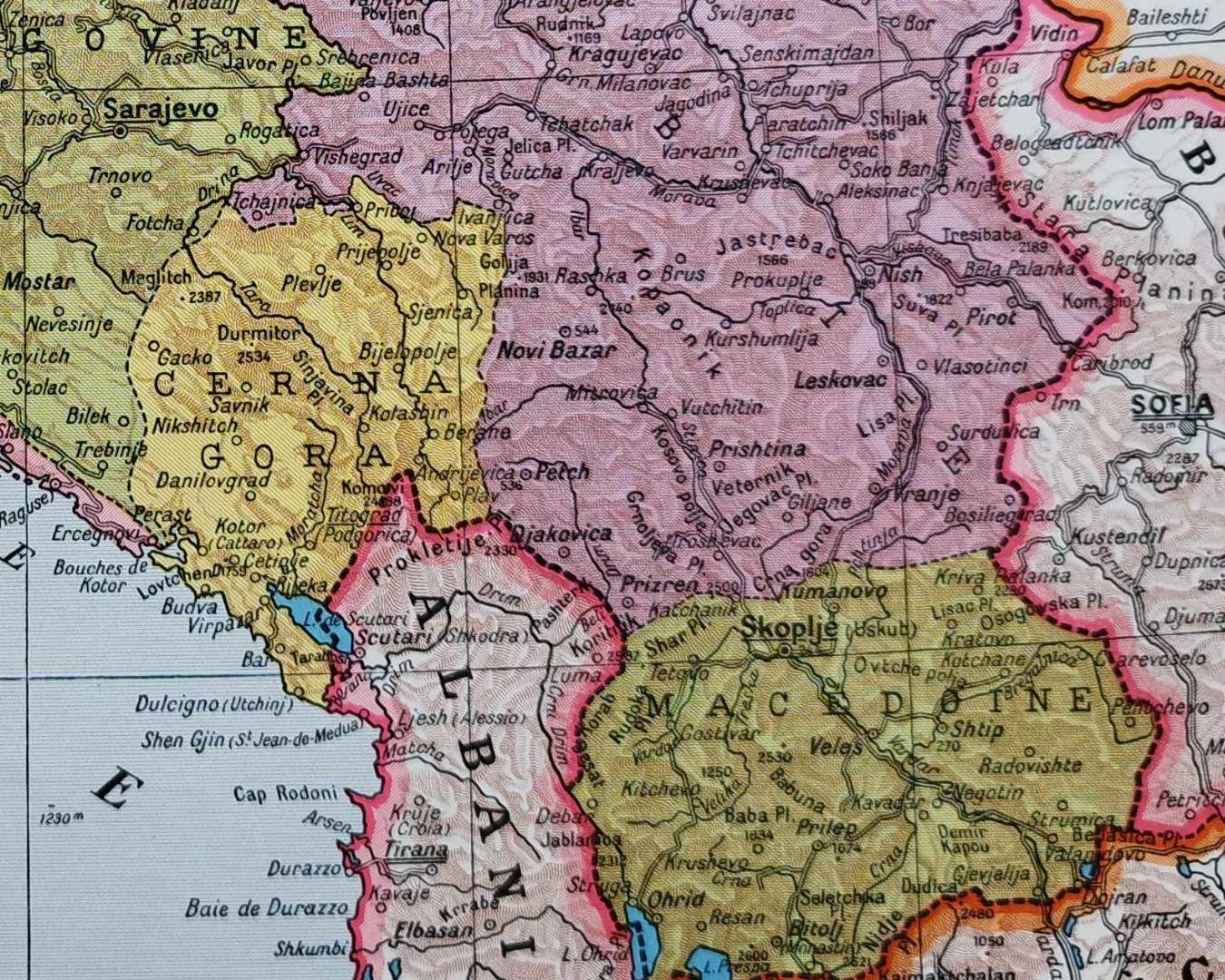 carte encyclopédique de la yougoslavie, république fédérative populaire éditée vers 1960