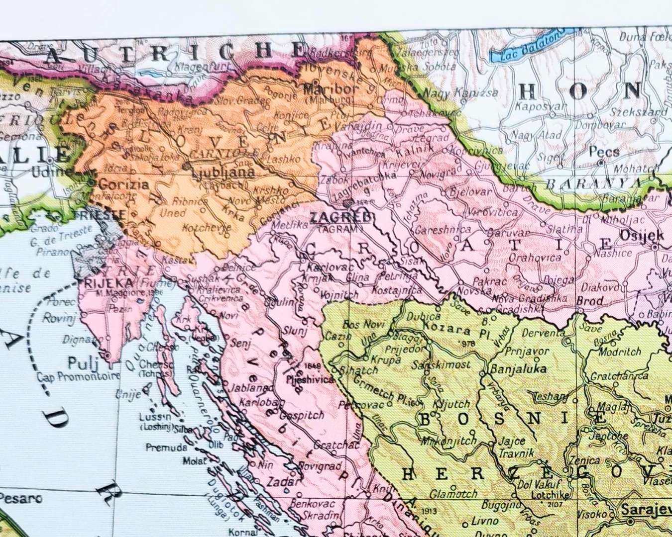carte encyclopédique de la yougoslavie, république fédérative populaire éditée vers 1960