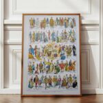 costumes traditionnels i des gaulois au bourgeois de 1610 en europe, planche originale 1948