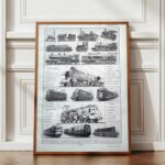 locomotives à vapeur, électriques et diesel, planche encyclopédique originale de 1949