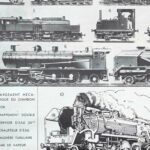 locomotives à vapeur, électriques et diesel, planche encyclopédique originale de 1949