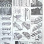 planche illustrée de 1949 sur l’architecture et la construction