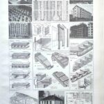planche illustrée de 1949 sur l’architecture et la construction