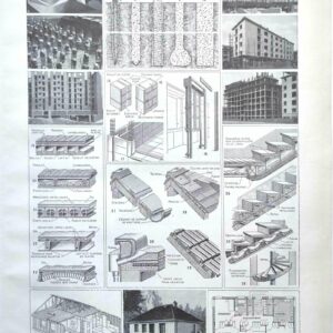 planche illustrée de 1949 sur l’architecture et la construction
